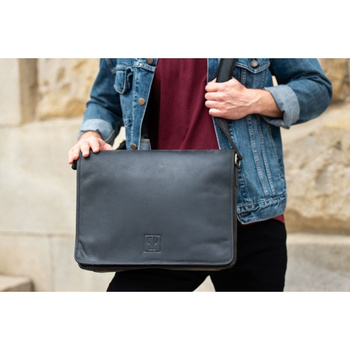 Torba męska messenger vintage Paolo Peruzzi T-06-BL czarna skóra