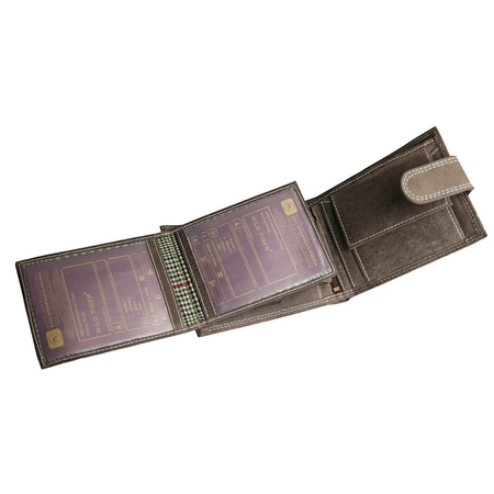 Portfel męski skóra nubuk nap Wild Tiger - ciemnobrązowy