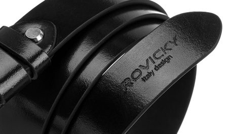 Wąski pasek męski z polerowanej skóry naturalnej licowej - Rovicky 95