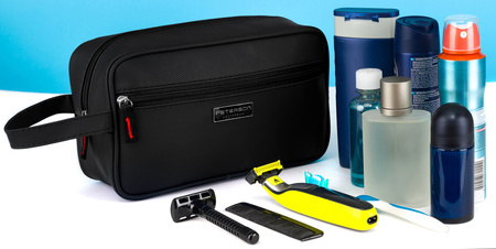 Kosmetyczka męska z ekologicznej skóry - Peterson, czarna elegancja