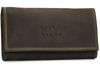 Portfel damski skóra nubuk Wild Tiger - ciemnobrązowy