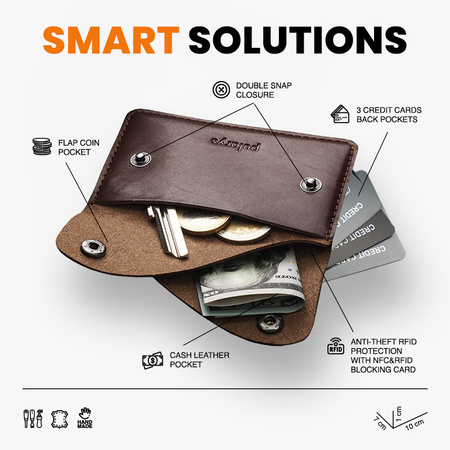 Portfel RETRO wykonany z roślinnie garbowanej skóry Nomad brązowy