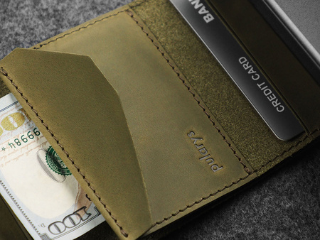 Portfel PORTER Go wykonany z woskowanej skóry Hunter oliwkowy