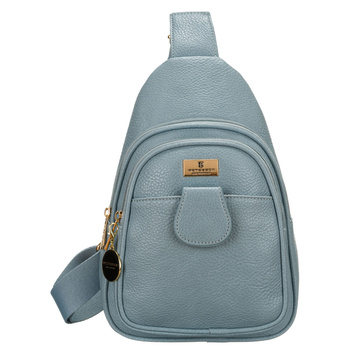 Saszetka damska z eko skóry w niebieskim kolorze z złotymi detalami