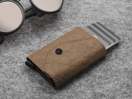 Portfel PORTER Go wykonany z wodoodpornego papieru Wash Paper brązowy