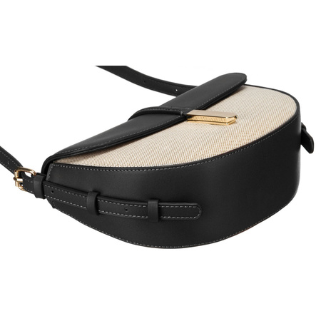 Listonoszka damska crossbody Peterson beżowo-czarna ze skóry i płótna