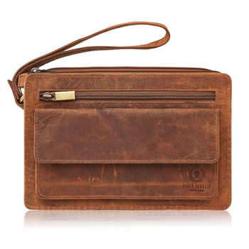 Męska saszetka do ręki vintage ze skóry hunterowej Paolo Peruzzi T-23-HBR