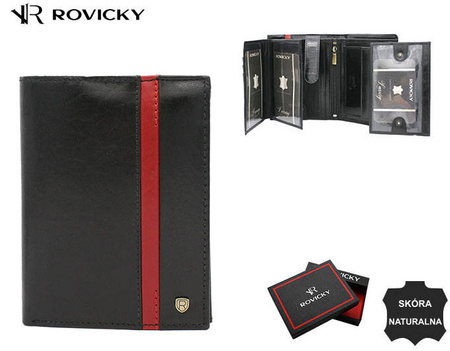 Duży, skórzany portfel męski z systemem RFID - Rovicky