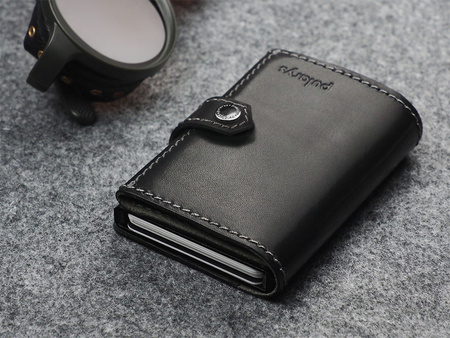 Portfel HIKER wykonany z roślinnie garbowanej skóry Nomad czarny