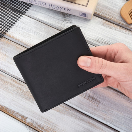 Portfel męski skórzany czarny Brødrene G-27-HBL z ochroną RFID