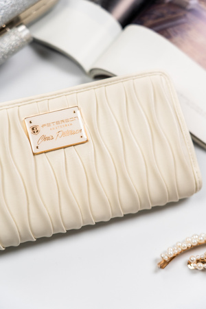 Portfel damski Rovicky w delikatnym różu z marszczoną skórą ekologiczną