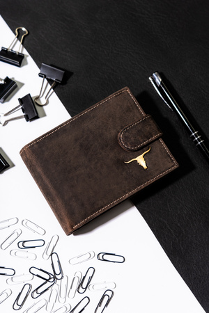 Duży portfel męski z nubukowej skóry naturalnej - Buffalo Wild