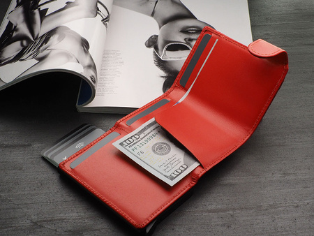 Portfel SOLO Max wykonany z miękkiej w dotyku skóry Italia pomarańczowy