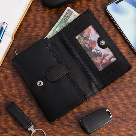 Portfel damski z dwoma napami Bellugio - czarny