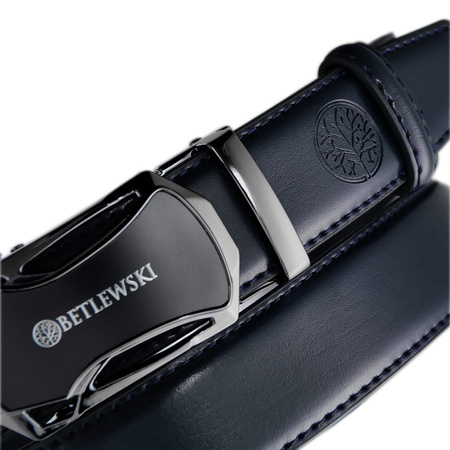 Skórzany pasek męski ELITE granatowy 105-cm