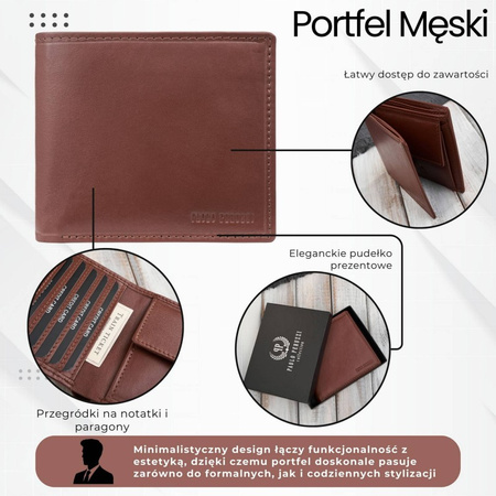 Poziomy portfel męski smuky w kolorze koniakowym Paolo Peruzzi AL-17-CG