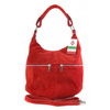 Klasyczny worek na ramię ,zamki suwaki XL A4  Shopper bag zamsz naturalny  czerwony W345R