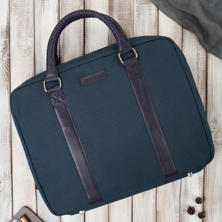 Torba męska na ramię lub do ręki wegaska do pracy na laptopa granatowa Paolo Peruzzi E-14-DB