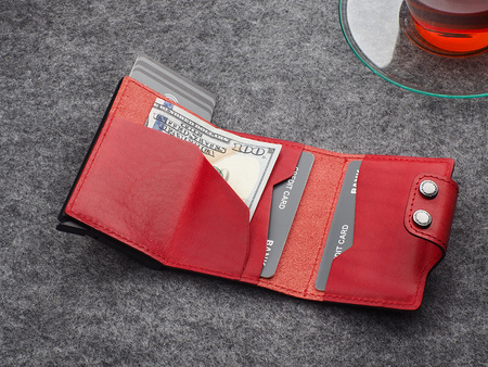 Portfel DOPPIO wykonany ze skóry Nomad czerwony