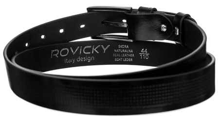 Pasek męski ze skóry naturalnej licowej z ozdobnym tłoczeniem  - Rovicky 95