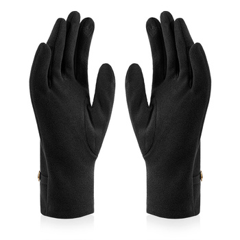 Damskie rękawiczki z paseczkiem VELVET czarny