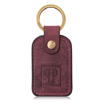 Breloczek do kluczy skórzany czerwony vintage prostokątny Paolo Peruzzi T-86-HCH