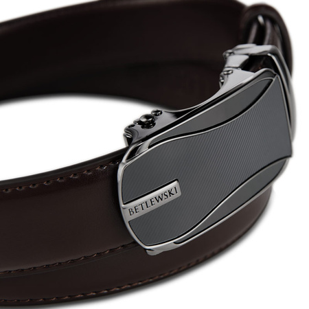 Skórzany pasek męski ELITE ciemny-braz 125-cm
