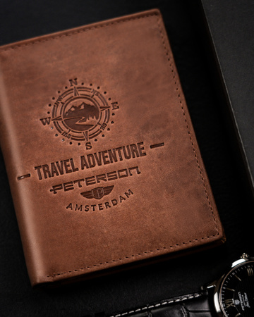 Portfel męski Peterson z naturalnej skóry - duży, pionowy, RFID