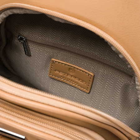 Saszetka damska crossbody w kolorze beżowym - ekologiczna skóra Peterson