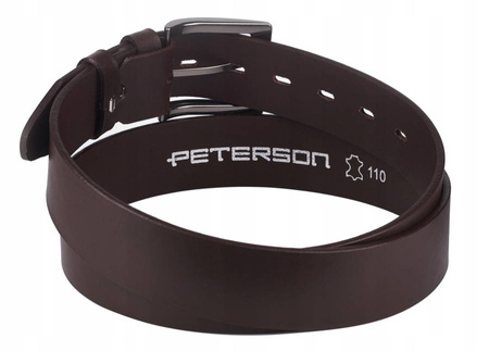 Skórzany pasek męski z tradycyjną metalową klamrą - Peterson 110
