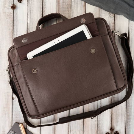 Torba męska skórzana na laptopa Paolo Peruzzi E-25-BR brązowa