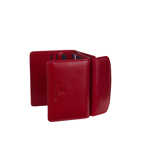 Mały czerwony portfel damski Canaletto ze skóry licowej z RFID - elegancja i ochrona danych PD2001cs165