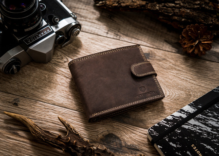 Portfel męski z nubukowej skóry naturalnej - Klasyka Peterson