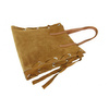 Zamszowa torba Shopper bag ,duży worek, kółka,  Vera Pelle pojemny Camel  WK745C