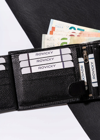 Duży, pojemny portfel męski ze skóry naturalnej - Rovicky