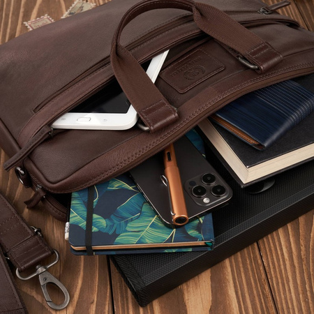Torba skórzana na laptopa męska brązowa Paolo Peruzzi AL-09-BR