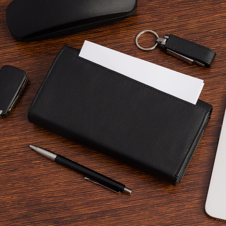 Portfel kelnerski ze skóry naturalnej - czarny