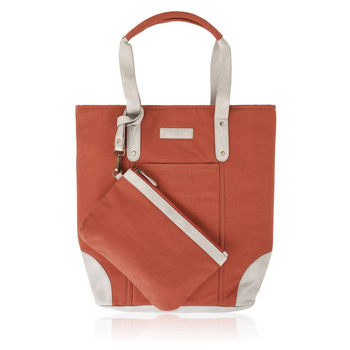 Torebka damska shopper dua na ramię pomaraczowa z dodatkową kosmetyczką wegaska Paolo Peruzzi E-23-OR