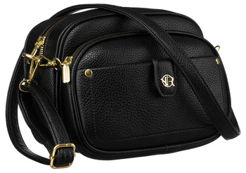 Torebka damska czarna z nerka i regulowanym paskiem - Rovicky