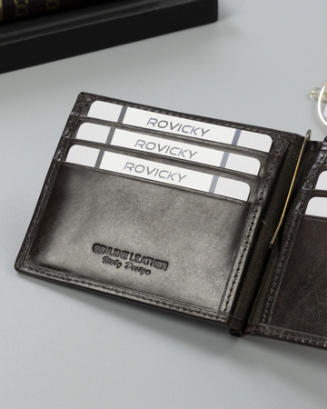 Portfel męski skórzany w brązowym kolorze z RFID - Rovicky