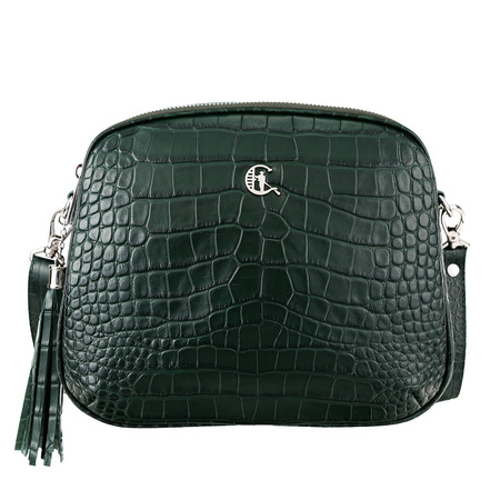 Listonoszka skórzana Canaletto w zielonym kolorze z tłoczeniem krokodyla
