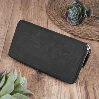 Modny portfel damski skórzany w kwiaty Paolo Peruzzi T-08-BL