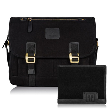 Zestaw torba na ramię i portfel męski vintage Paolo Peruzzi