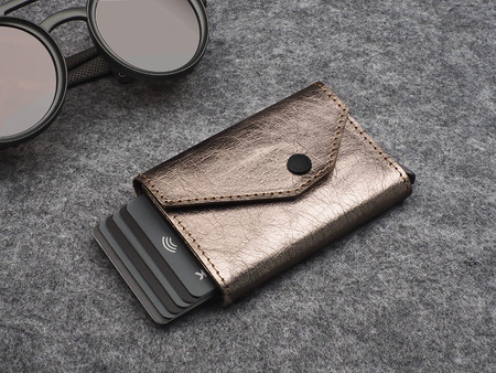 Portfel PORTER Go wykonany z wodoodpornego papieru Wash Paper szampański