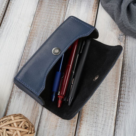 Etui na okulary skórzane Paolo Peruzzi T-83-DB granatowe