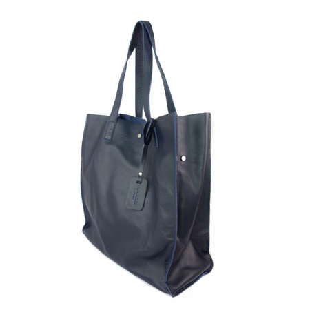 Duży pojemny worek Shopper bag na ramię A4 Vera Pelle Granatowy GL46BS