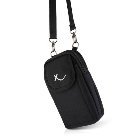 Saszetka męska cordura na ramie SP-03-BL, czarna, 2 komory