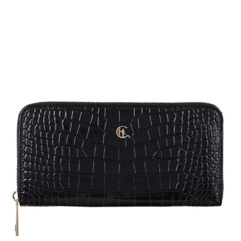 Portfel Damski Canaletto z Skóry Krokodyla - Luksusowy Czarny Model