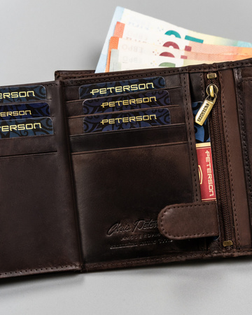 Portfel męski skórzany Peterson - duży, pionowy, elegancki i praktyczny