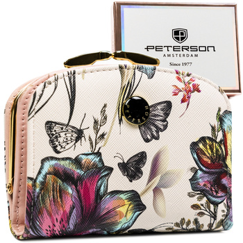 Portfel damski ekologiczny z biglem i pięknym wzorem roślinnym - Peterson